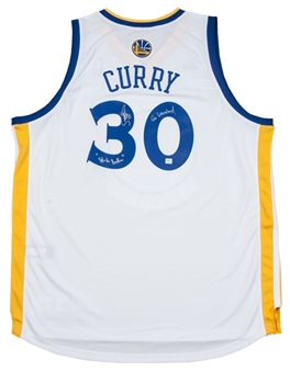 Stephen Curry Signed and Inscribed Golden State Warriors Home Jersey (Curry COA)